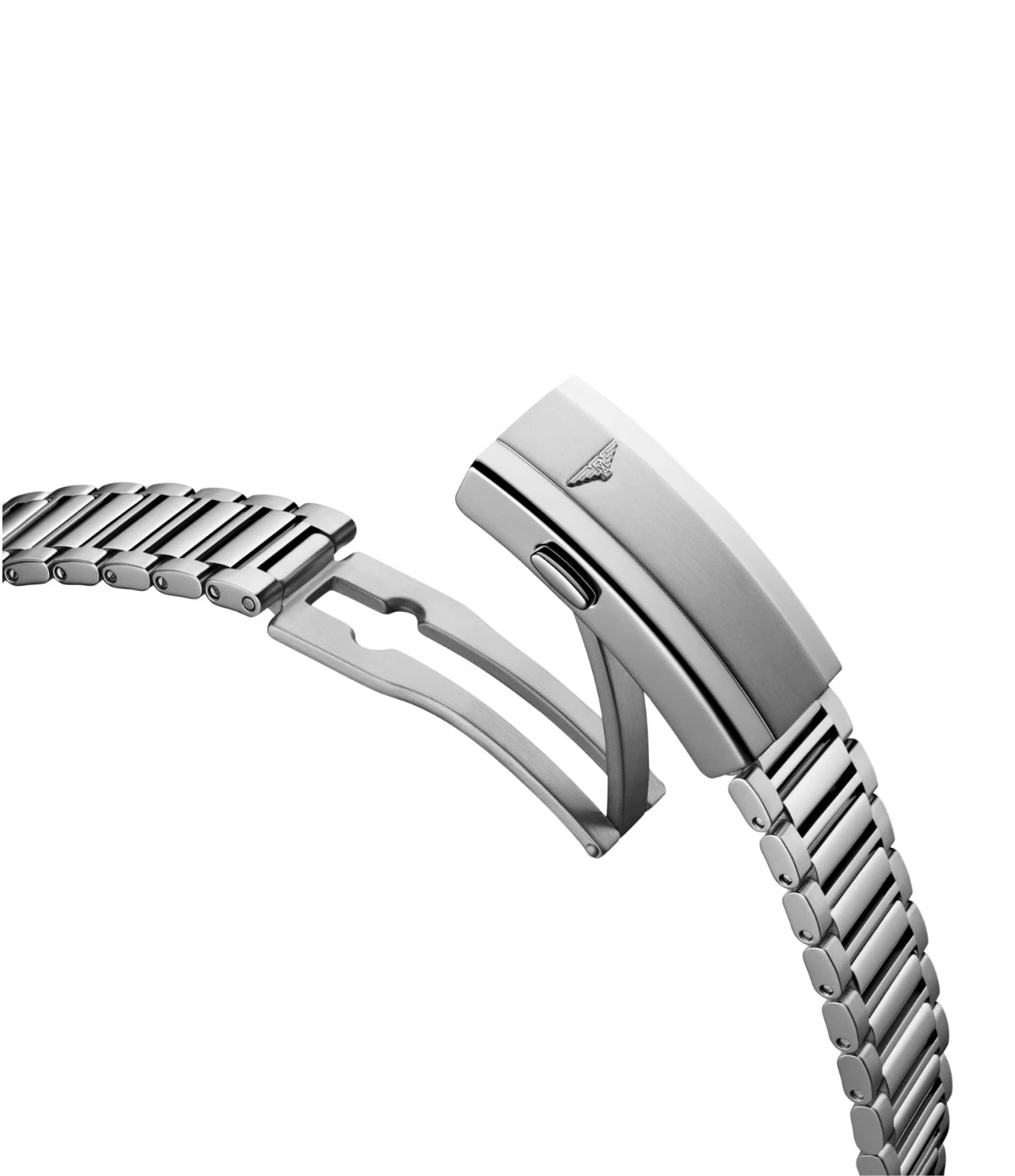 Open view of the double security folding clasp with micro adjustment system on the Longines Conquest Heritage 40mm L1.650.4.02.6