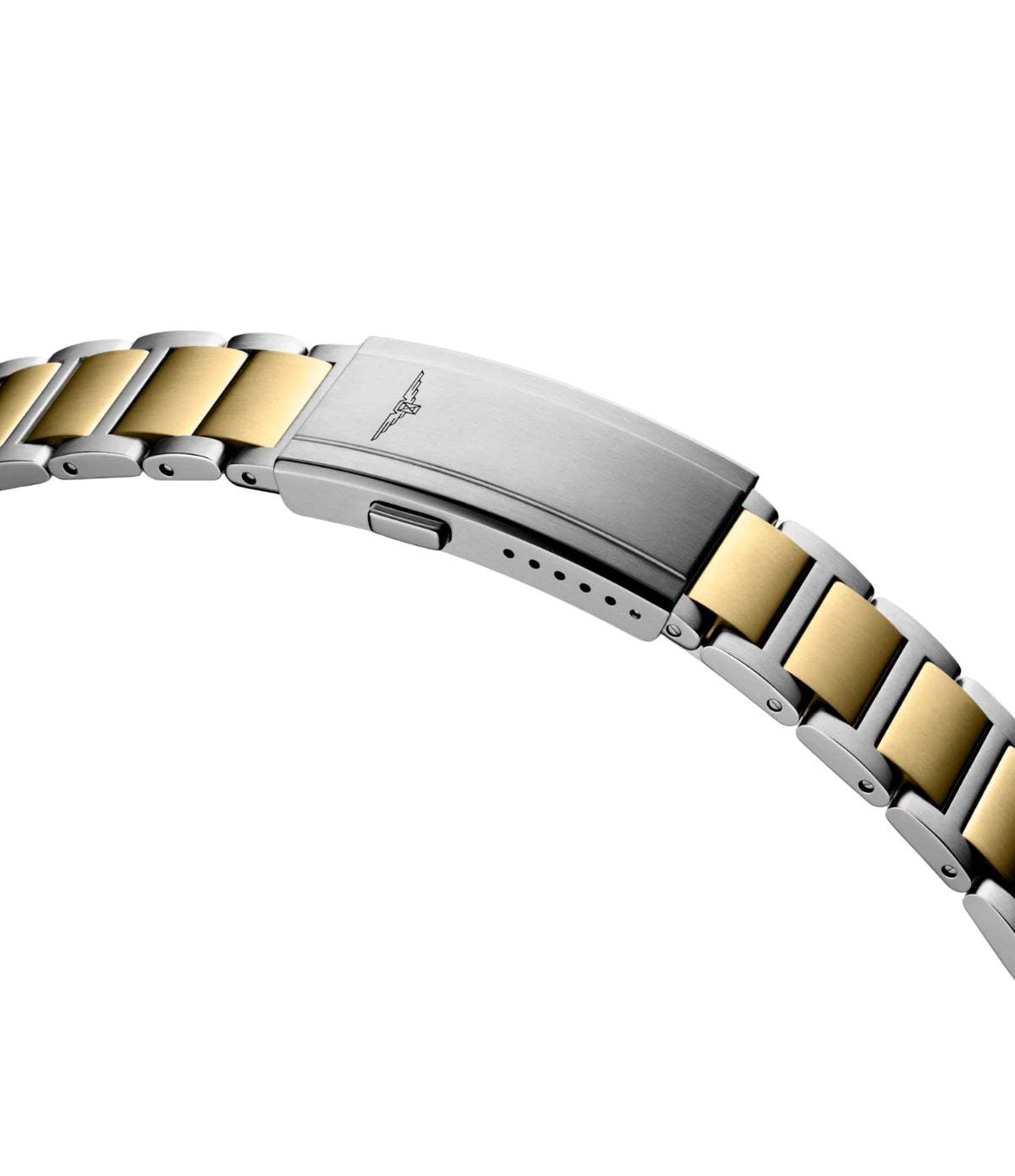 Double safety folding clasp on the stainless steel and yellow PVD bracelet of the Longines HydroConquest 42mm L3.769.3.96.7