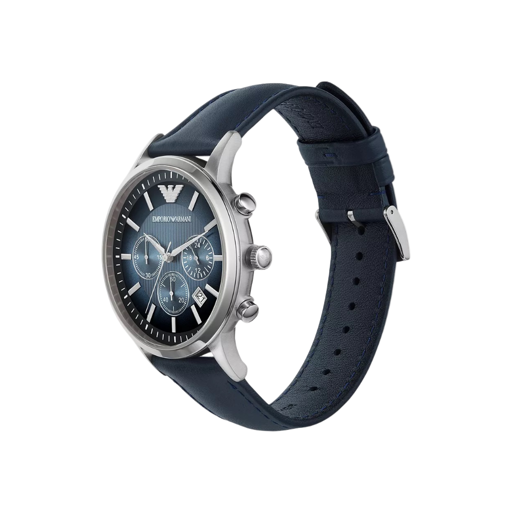 Emporio Armani Mens Two-Hands Leather Watch