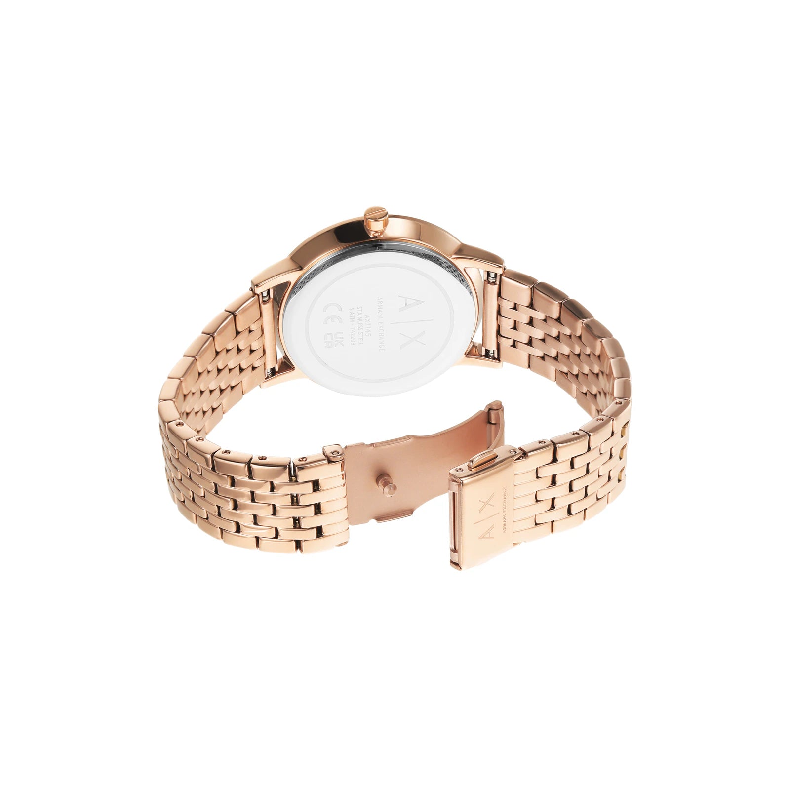 Armani Exchange Rose Gold Watch with Necklace