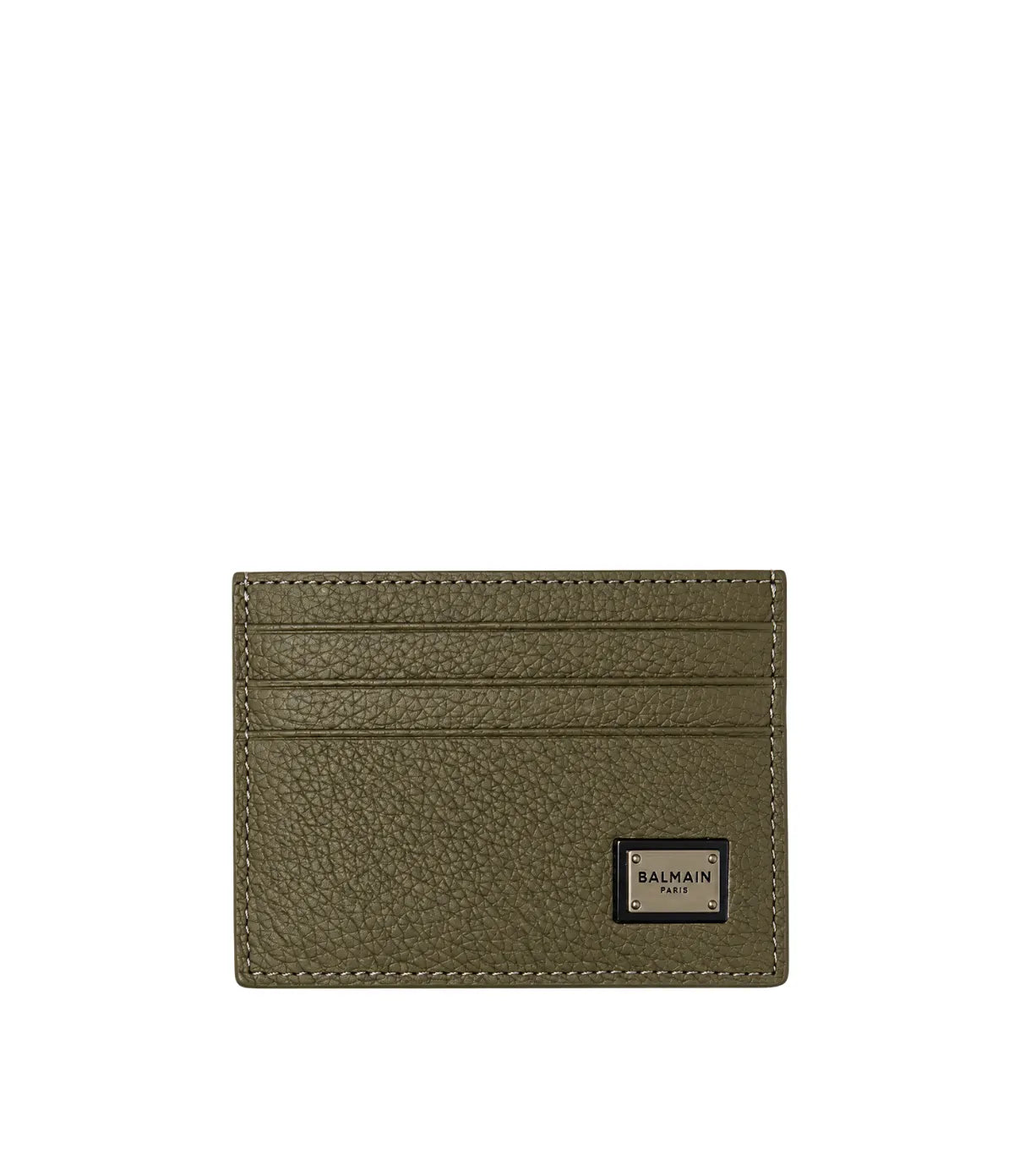 Balmain card holder in coffee brown front view - men's olive green Balmain card holder, available in Sri Lanka at Time Vault