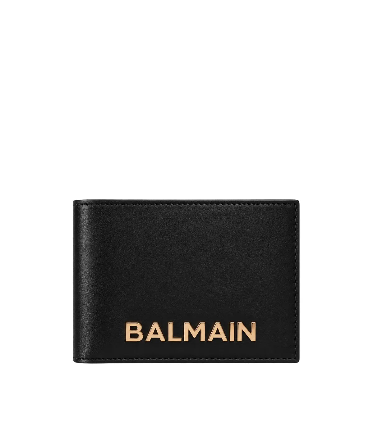 Balmain smooth Leather Bifold Wallet in black front view - men's coffee brown Balmain wallet, available in Sri Lanka at Time Vault