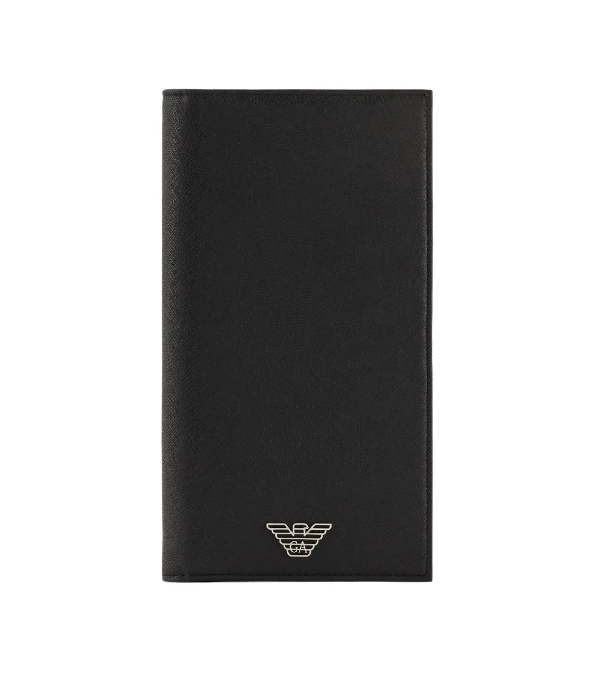 Emporio Armani Black Bi-Fold Continental Wallet front view - men's black Emporio Armani wallet, available in Sri Lanka at Time Vault