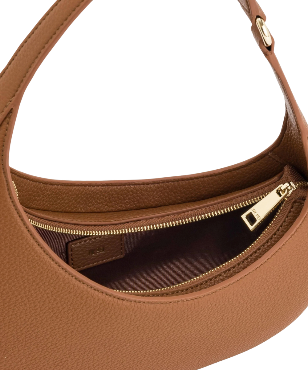 Interior view of the JW PEI Harlee bag in brown, showing the lining and 1 interior slit pocket