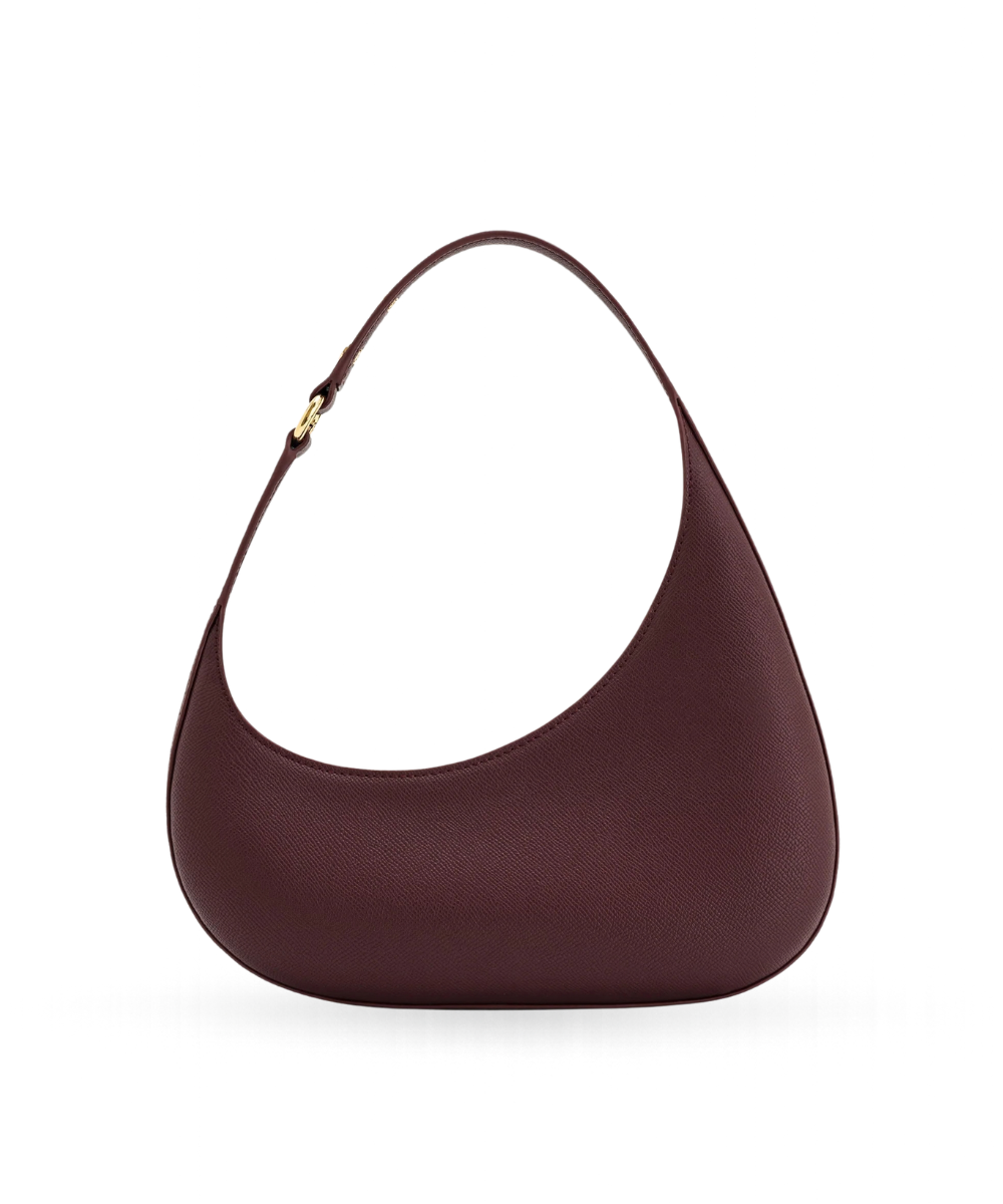 Back profile of the JW PEI Harlee bag in claret, showing its structured silhouette and strap design