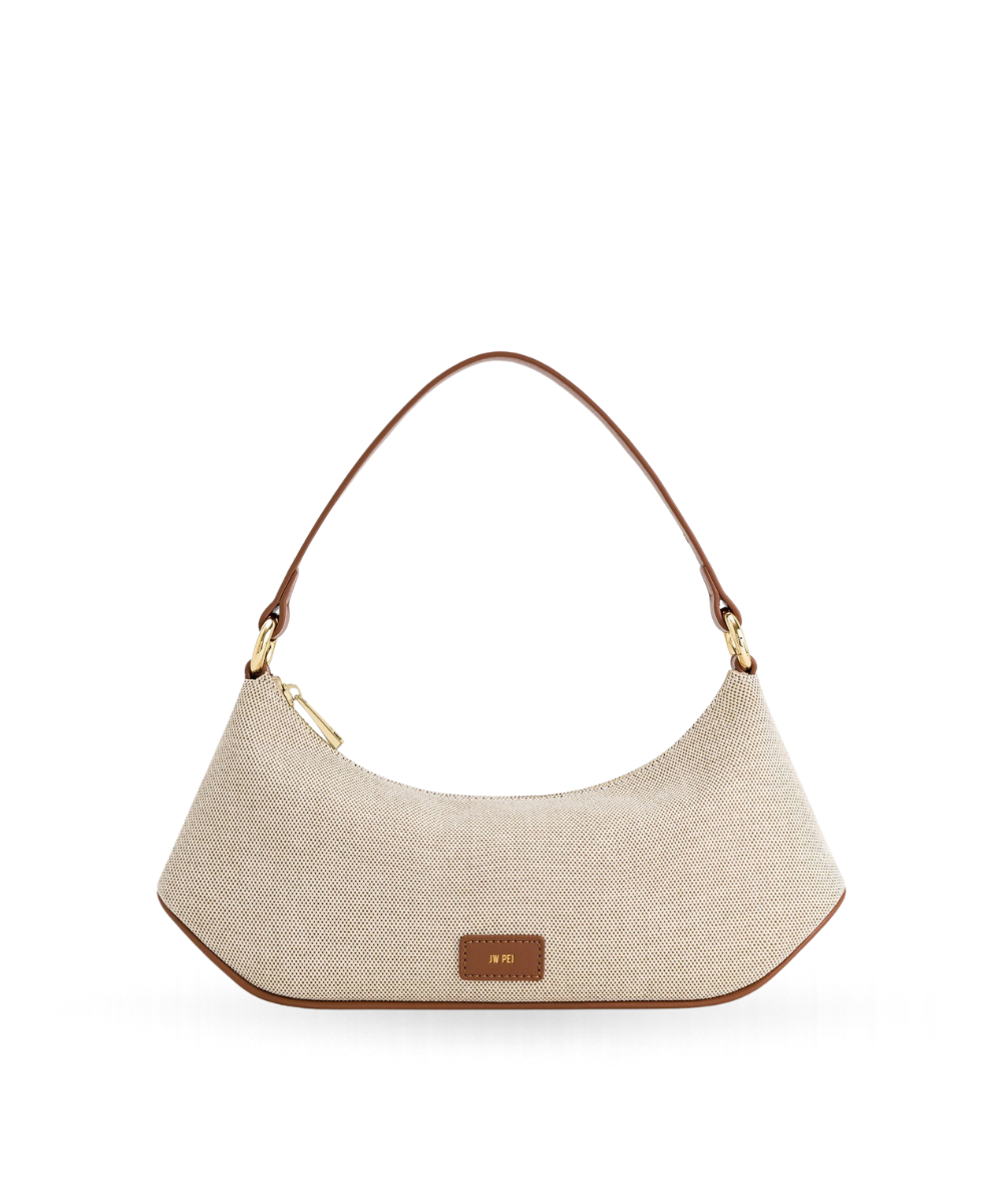 Lily Shoulder Bag Brown Canvas front view - women's brown canvas JW PEI bag, available in Sri Lanka at Time Vault