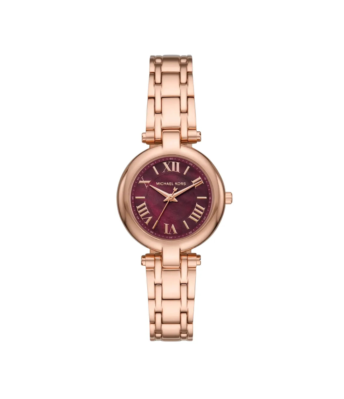 Mini Laney 30mm Rose Gold-Tone Watch MK01084 front view - women's Michael Kors watch with oxblood dial and rose gold finish, available in Sri Lanka at Time Vault