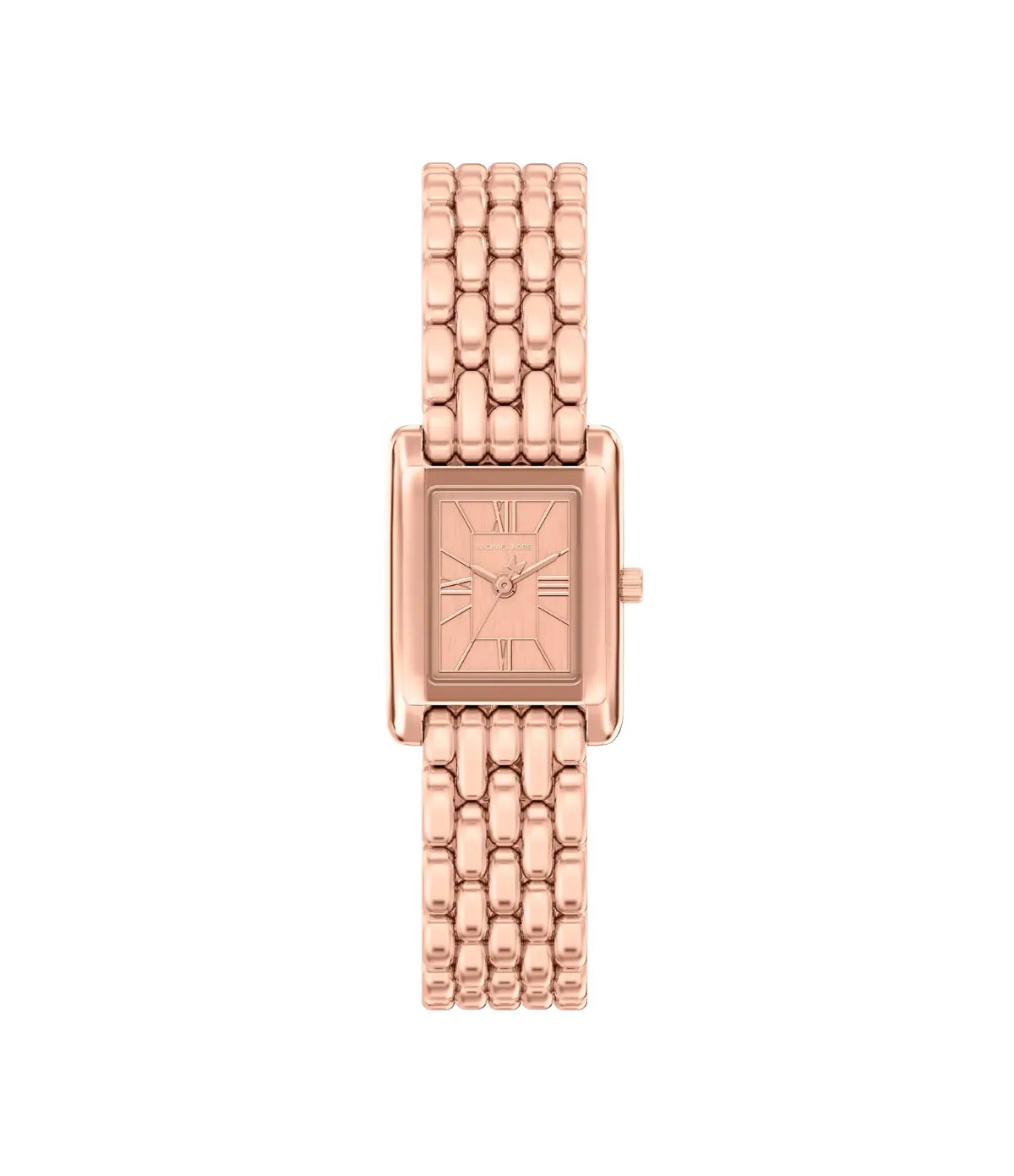 Petite Essex 20x27mm Rose Gold-Tone Watch MK4998 front view - women's Michael Kors watch with rose gold dial and rose gold finish, available in Sri Lanka at Time Vault