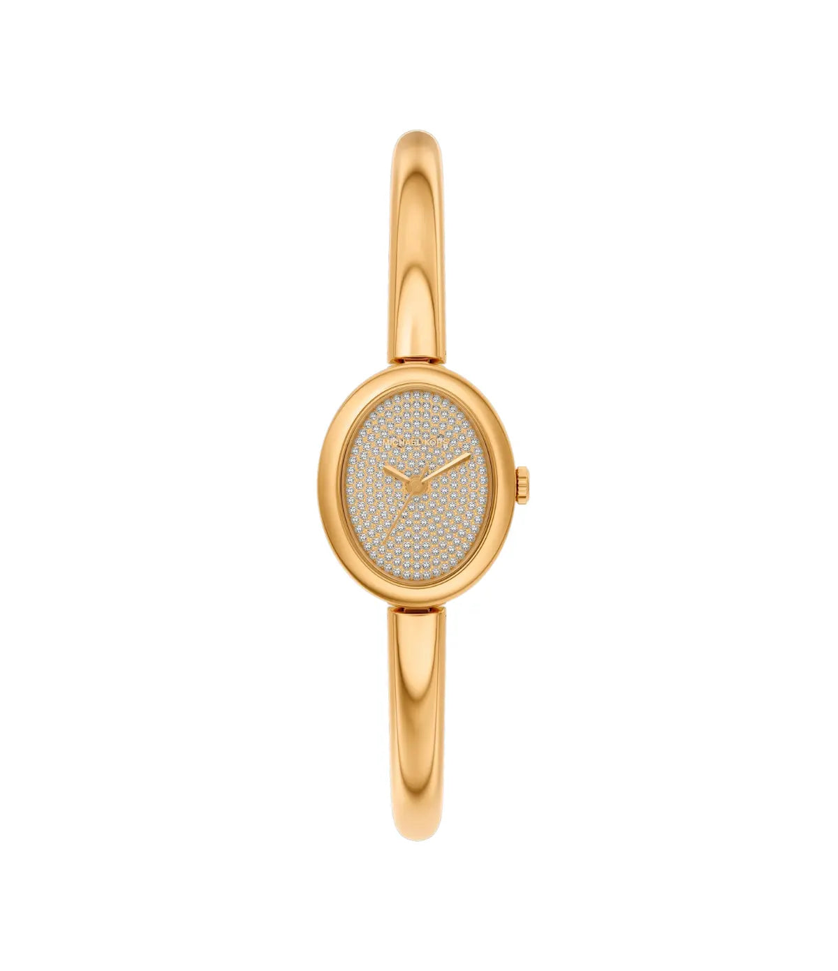Petite Maude 24mm Gold-Tone Bangle Watch MK7593 front view - women's Michael Kors watch with gold dial and gold finish, available in Sri Lanka at Time Vault