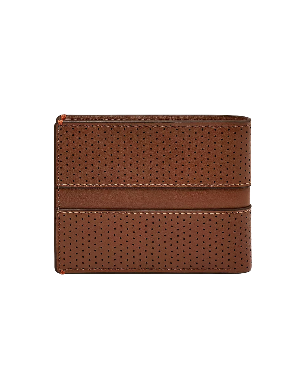 ML4694210 Fossil Sport Tourer Coin Pocket Bifold back view showcasing the sporty perforated leather exterior at TimeVault