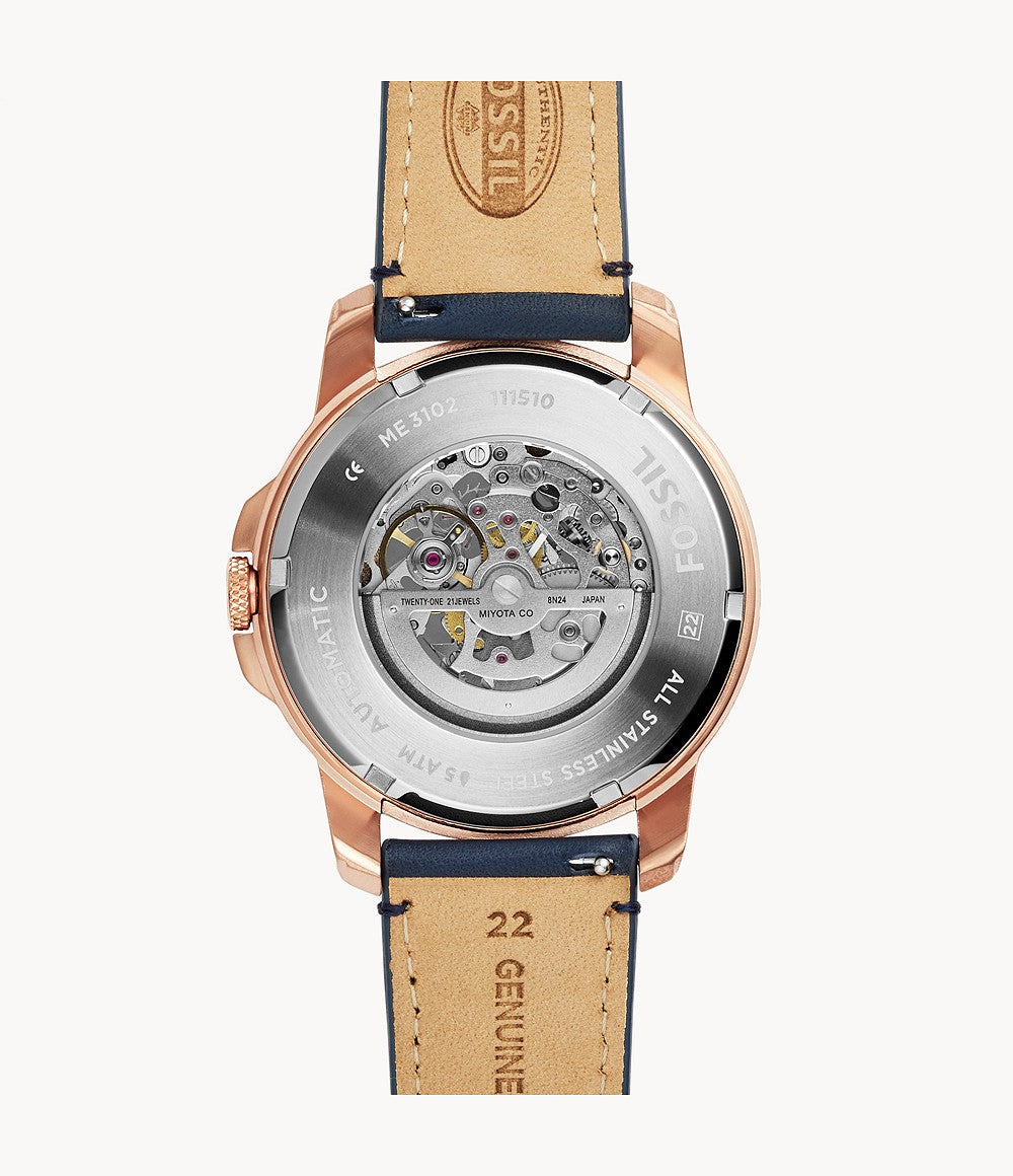 Fossil Grant Automatic Blue Leather Watch