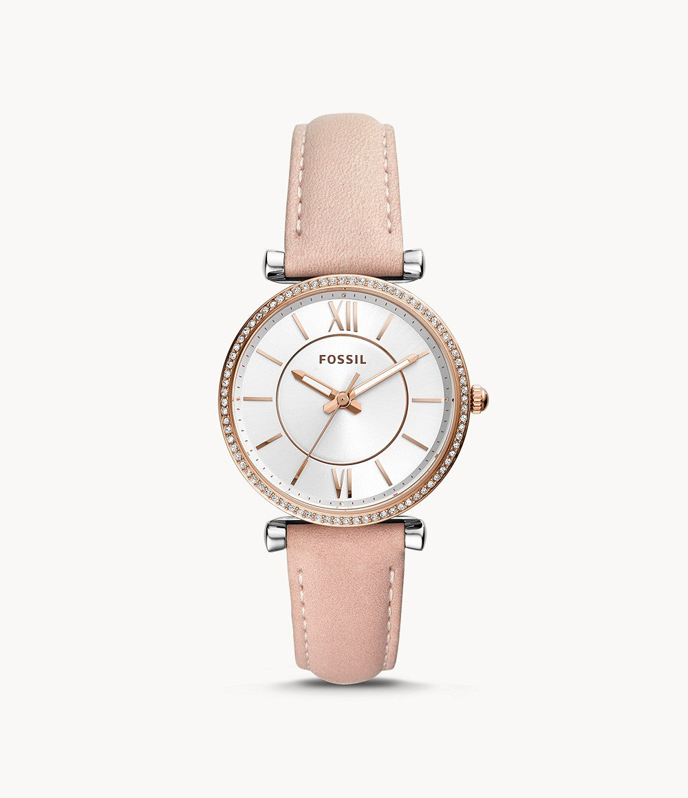 Fossil Carlie Three-Hand Blush Leather Ladies Watch