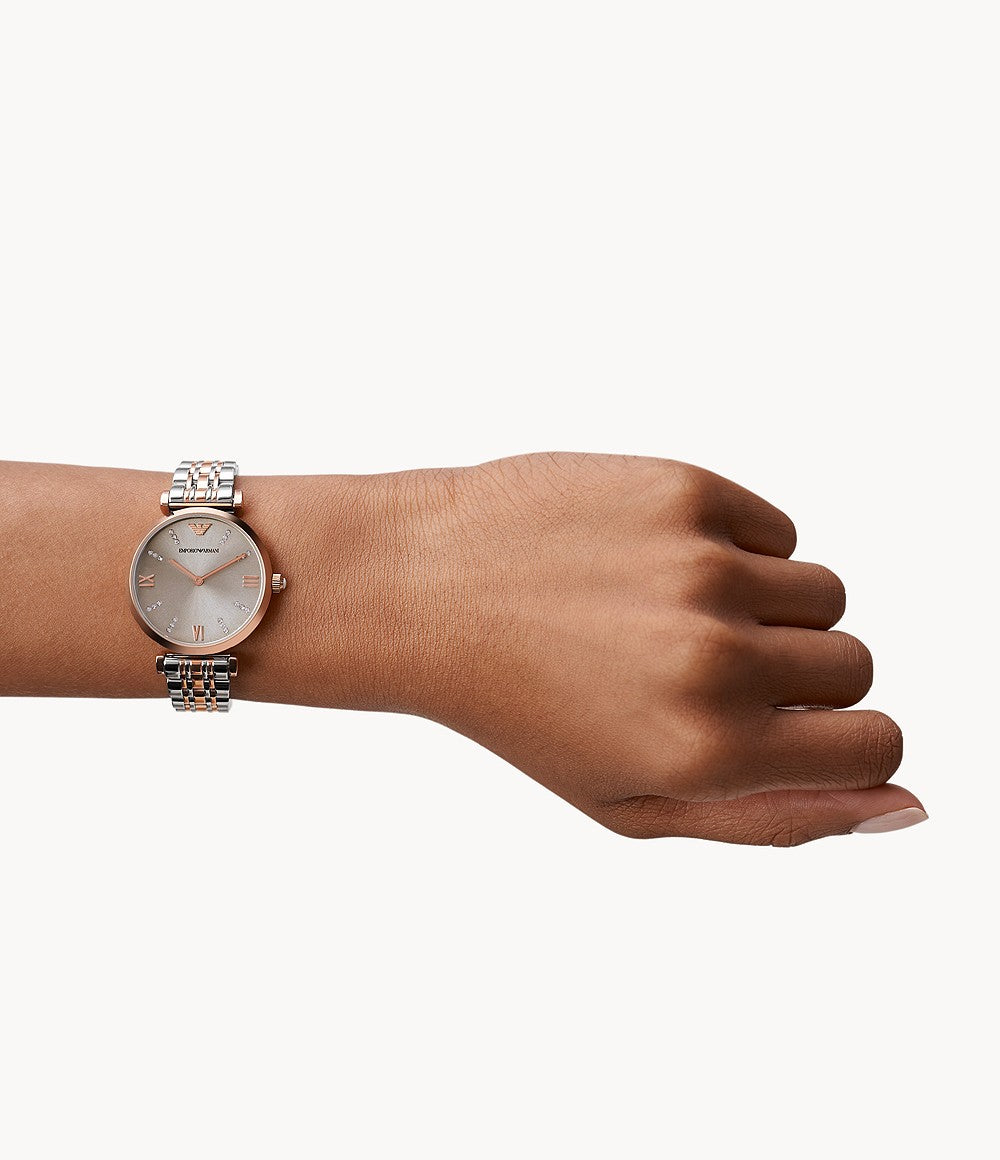 Emporio Armani Womens Two Hand Two-Tone Watch
