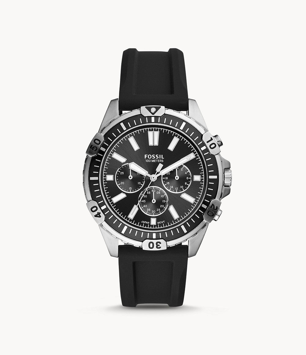 Fossil Garrett Chronograph Black Silicone Watch