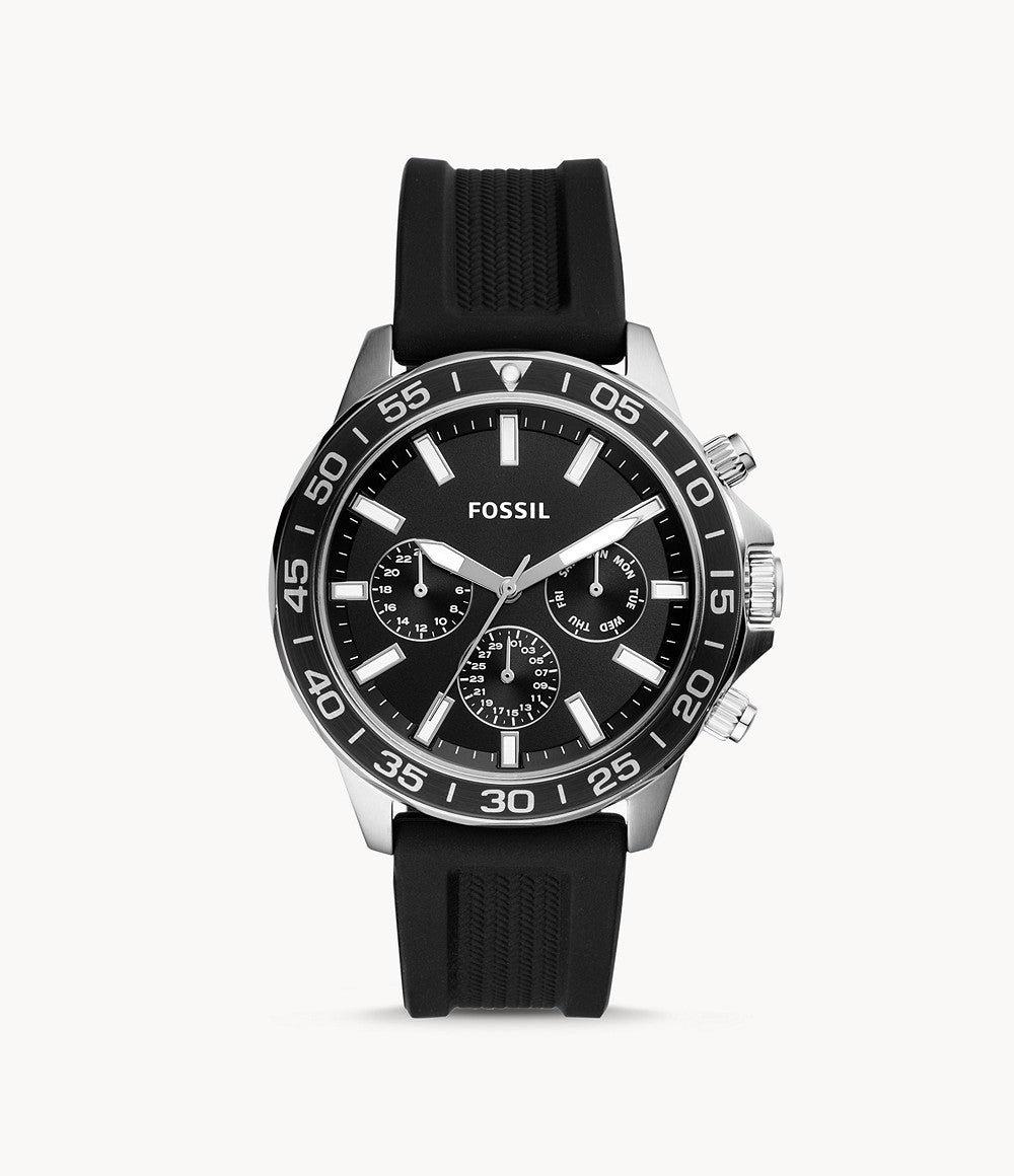 Fossil Bannon Multifunction Black Silicone Mens Watch