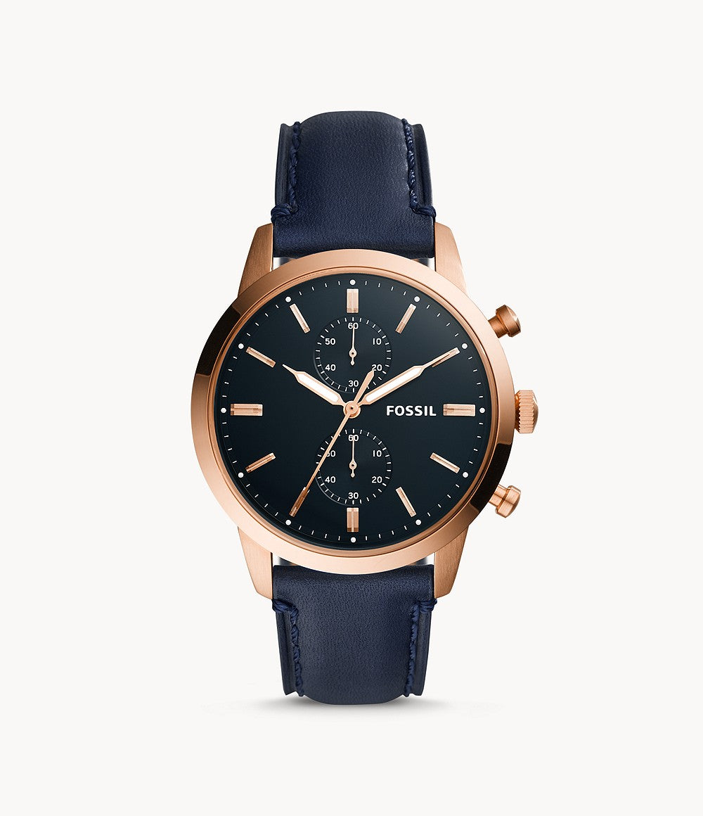 Fossil Townsman Chronograph Navy Leather Watch
