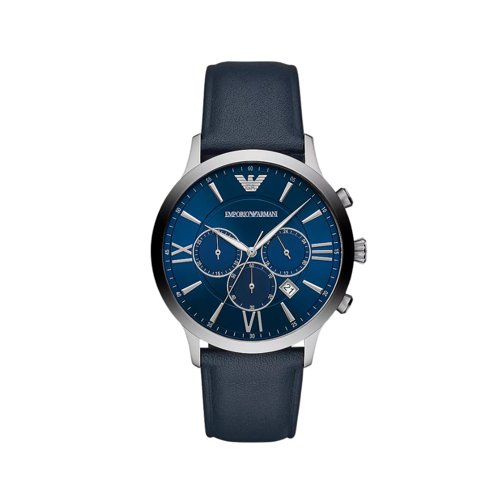 Emporio Armani Men's Chronograph Blue Leather Watch