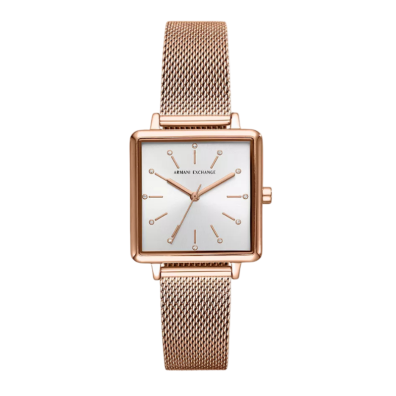 Armani Exchange Three-Hand Rose Gold-Tone Steel Watch