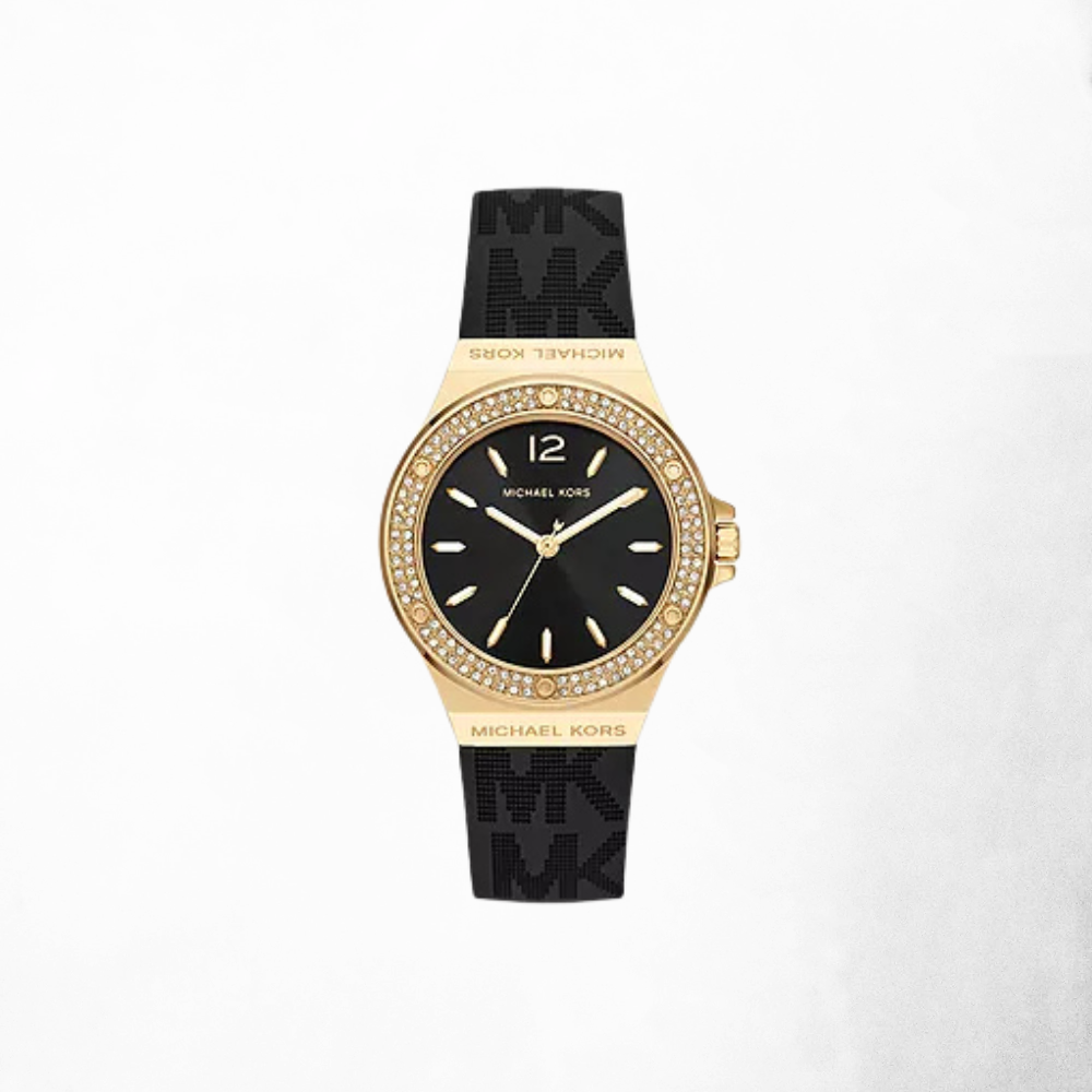 Michael Kors Mini Lennox Three Hand Black Silicone Watch