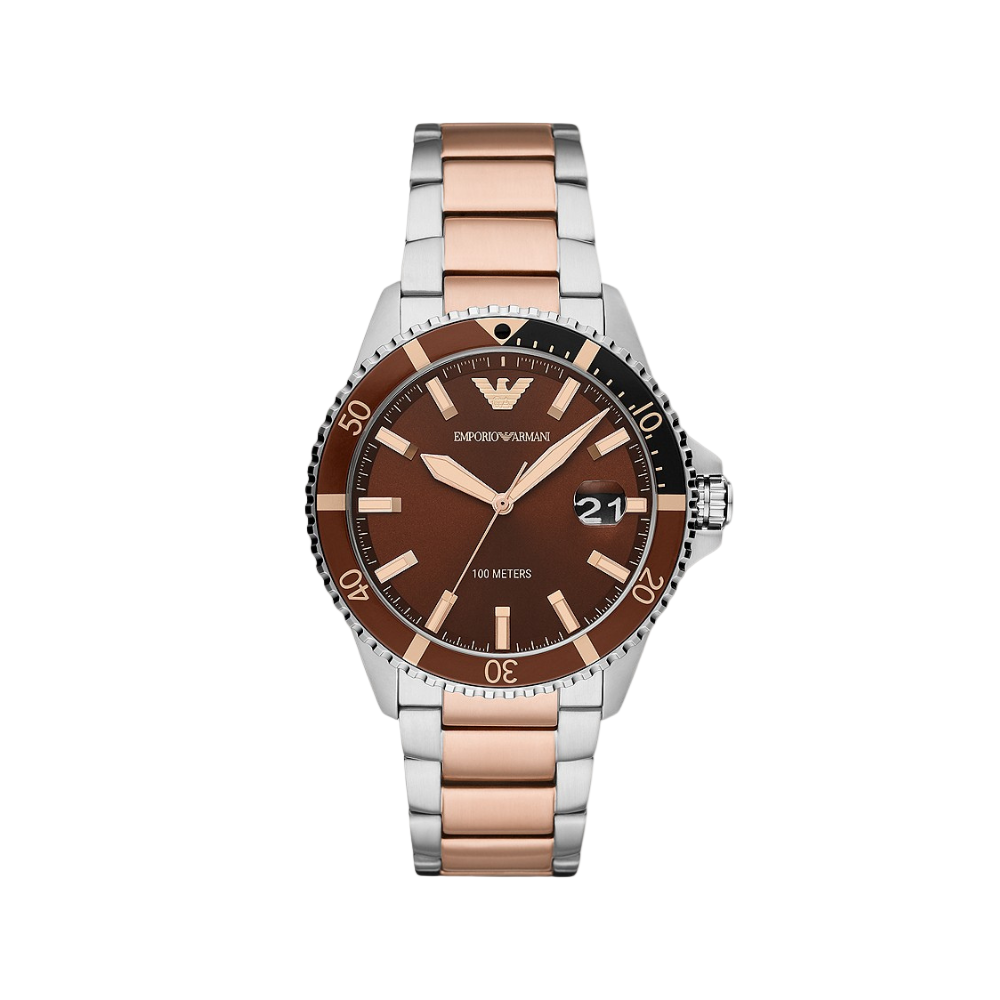 Emporio Armani Three-Hand Two Tone Date Stainless Steel Watch