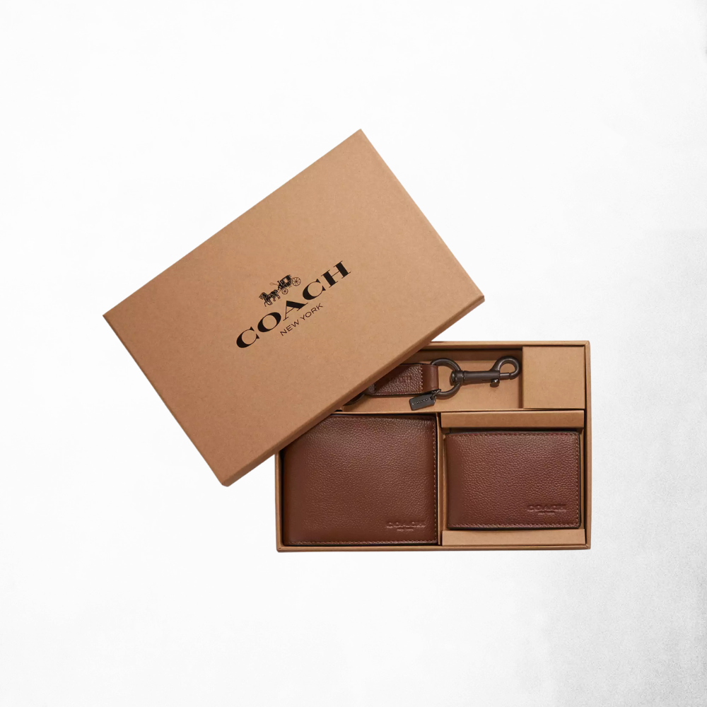 Boxed 3 In 1 Wallet Gift Set In Signature Canvas