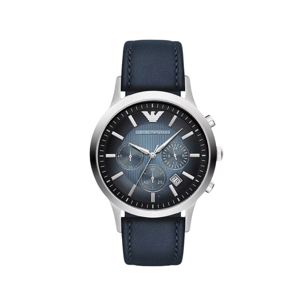 Emporio Armani Mens Two-Hands Leather Watch