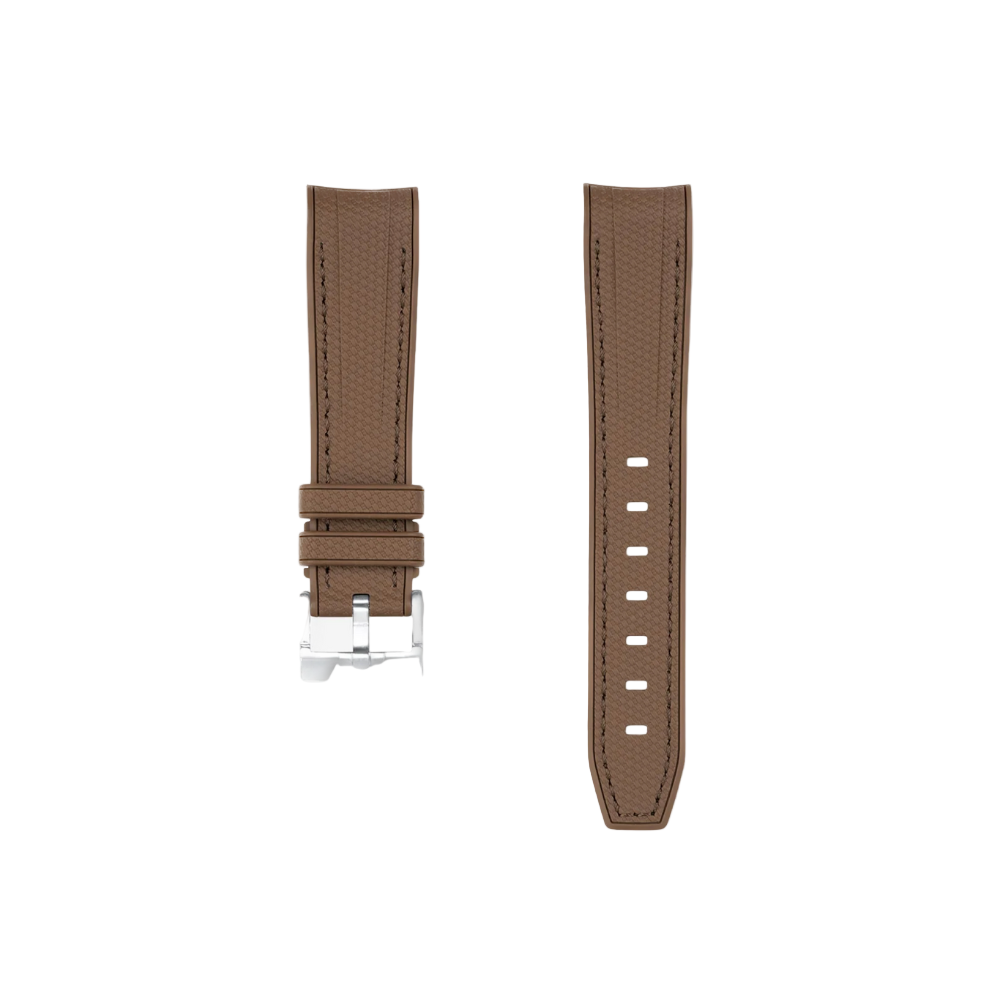 Curved Premium Rubber Strap - Brown