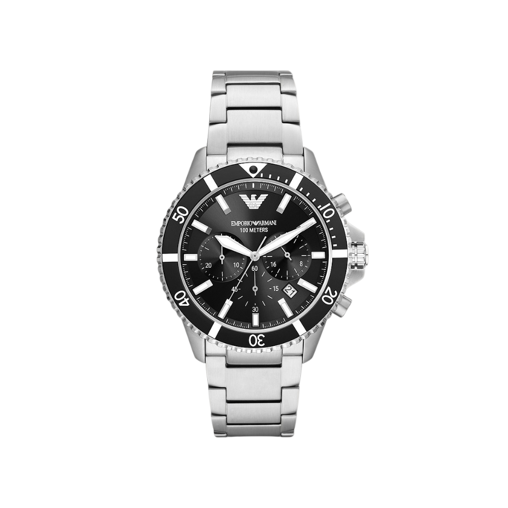 Emporio Armani Men’S Black Dial Chronograph Watch