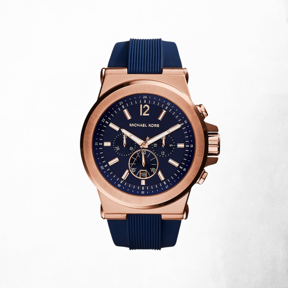 Michael Kors Men'S Rose Gold-Tone Navy Dylan Watch