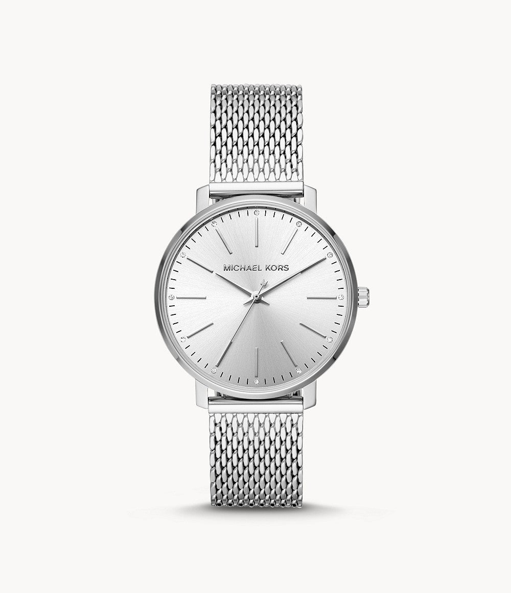 Michael Kors Women’s Pyper Three-Hand Silver Watch