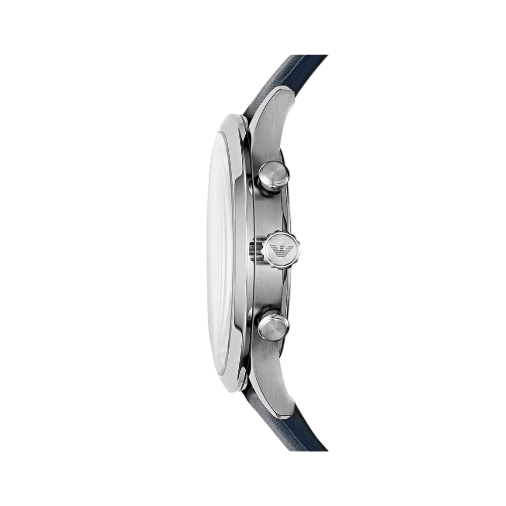 Emporio Armani Men's Chronograph Blue Leather Watch