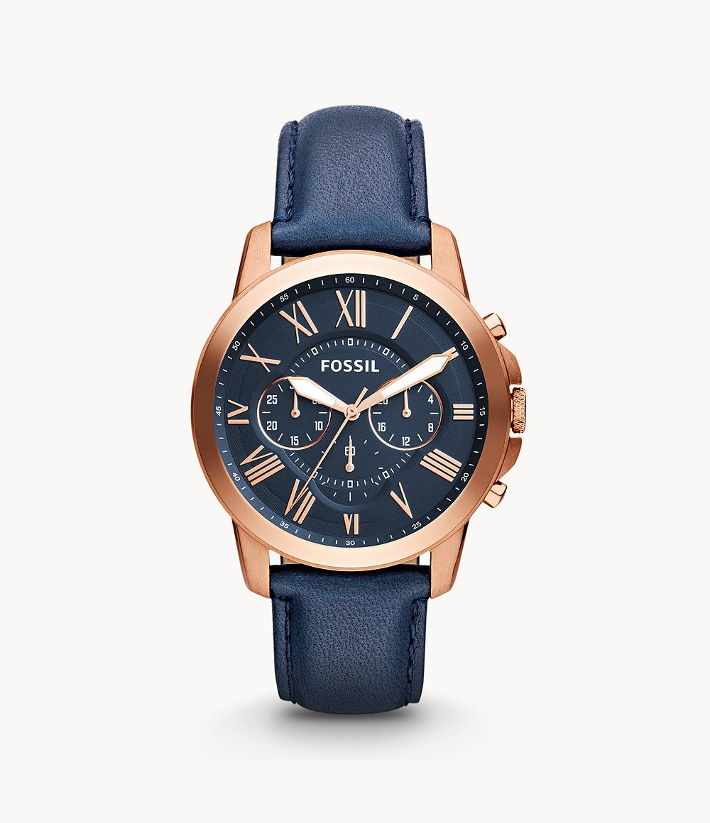 Fossil Grant Sport Chronograph Blue Leather Men's Watch