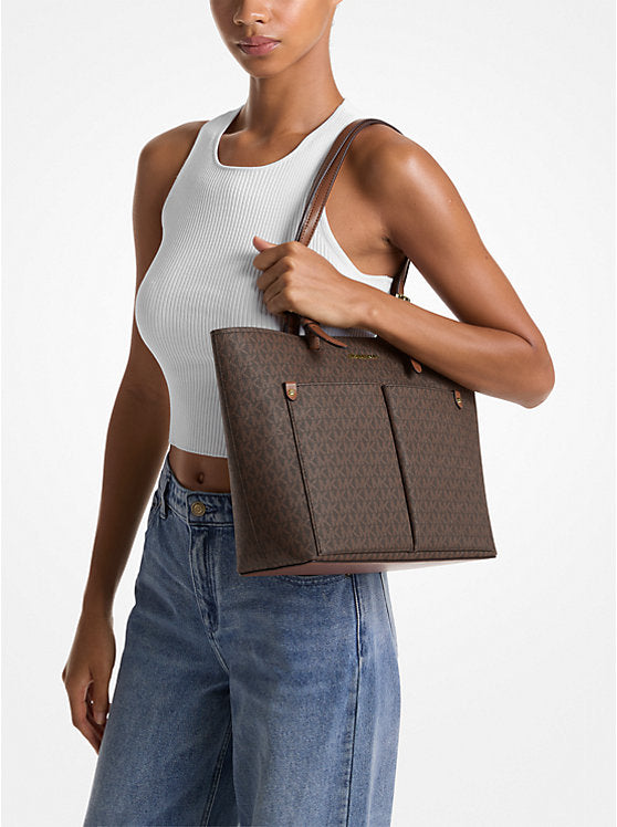 Mk Jet Set Medium Logo Pocket Tote Bag