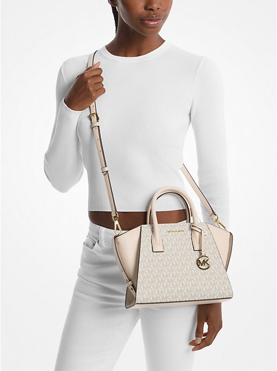 Avril Small Logo And Leather Satchel