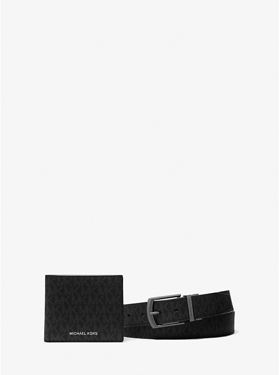 Signature Logo Billfold Wallet And Belt Gift Set