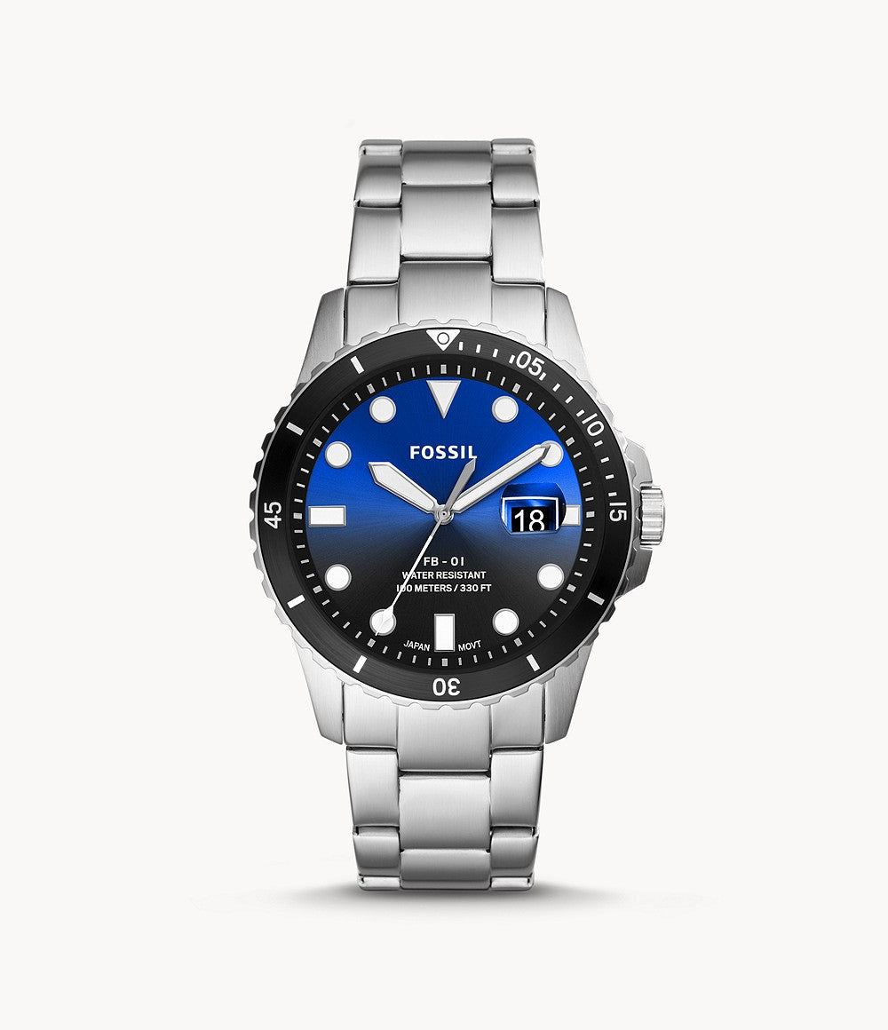 Fossil FB-01 Three-Hand Date Stainless Steel Watch
