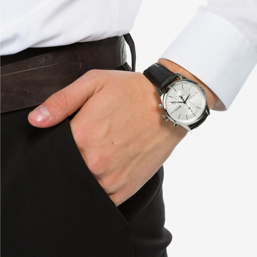 Hugo Boss Chronograph Leather Strap Quartz Watch