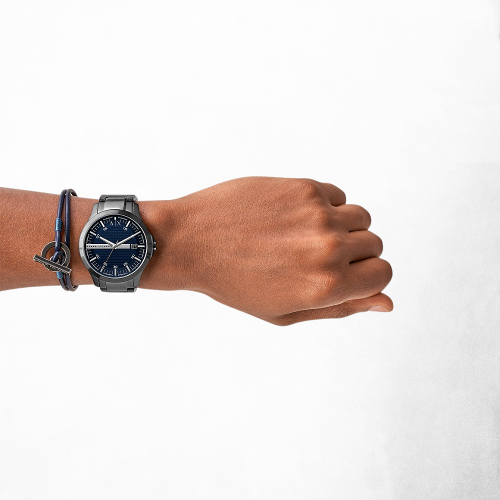 Armani Exchange Hampton Blue Dial Watch And Bracelet Set
