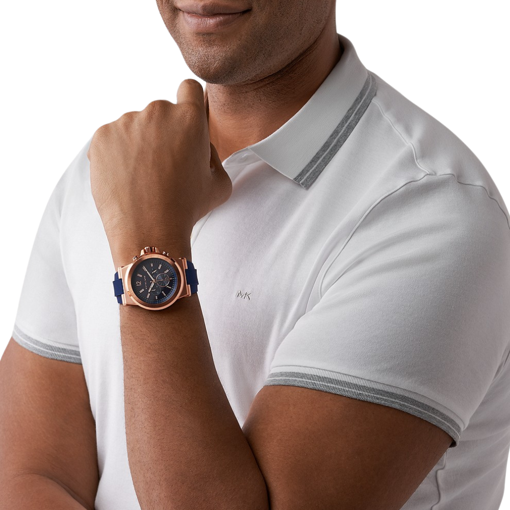 Michael Kors Men'S Rose Gold-Tone Navy Dylan Watch