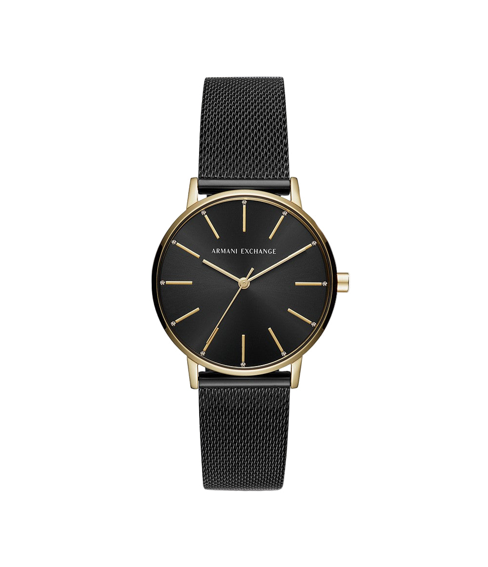 Armani Exchange Three-Hand Black Steel Watch