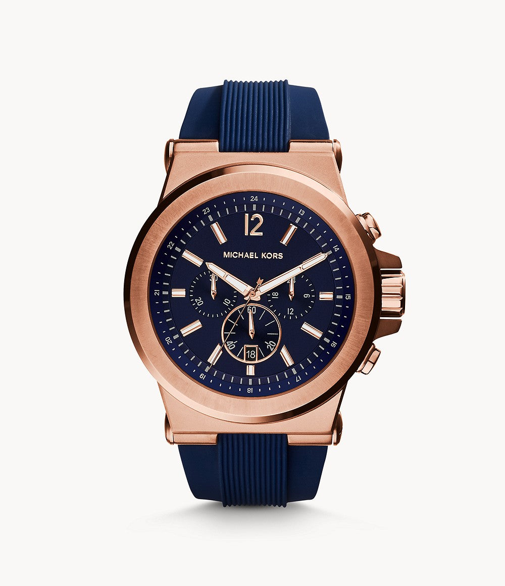 Michael Kors Everest Mens Rose-Gold Tone Navy Dylan Watch