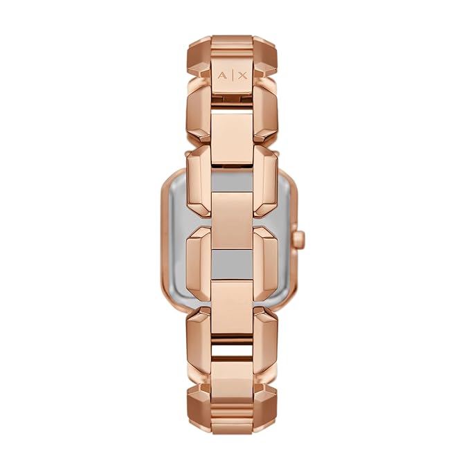 Armani Exchange Leila Three-Hand Rose Gold-Tone Watch with Necklace