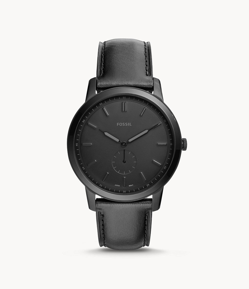 Fossil The Minimalist Two-Hand Black Leather Watch