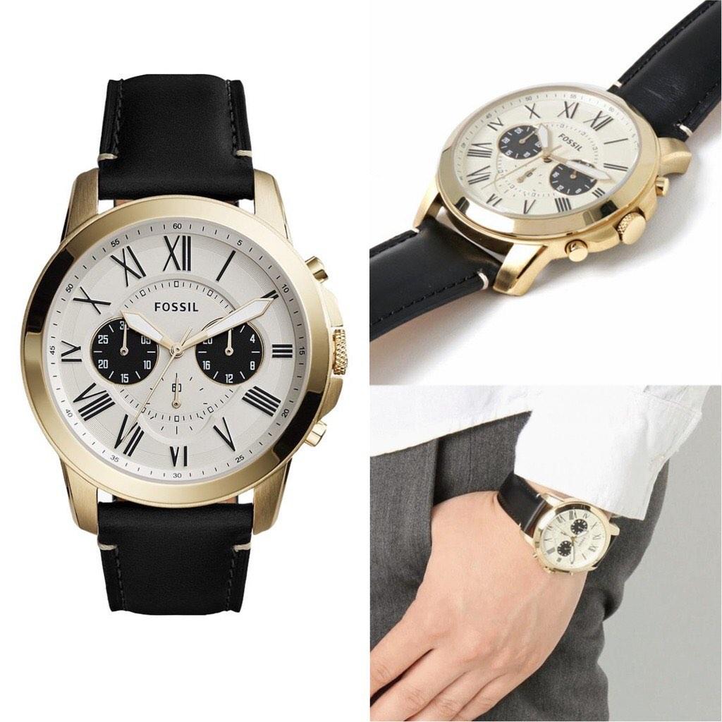 Fossil Grant Chronograph Black Leather Watch