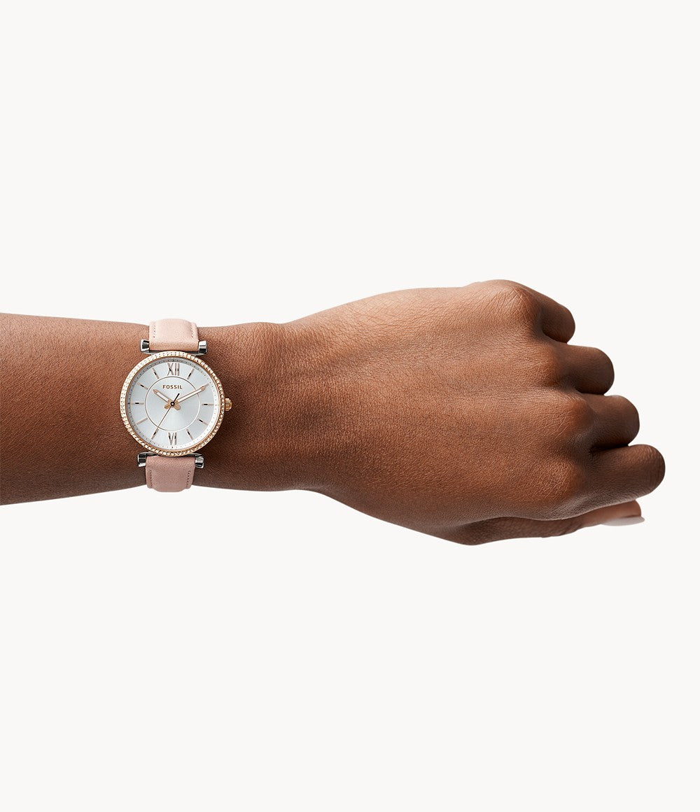 Fossil Carlie Three-Hand Blush Leather Ladies Watch