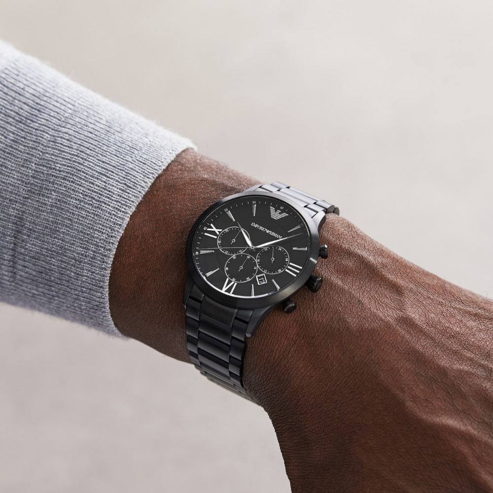 Emporio Armani Chronograph Black Stainless Steel Watch