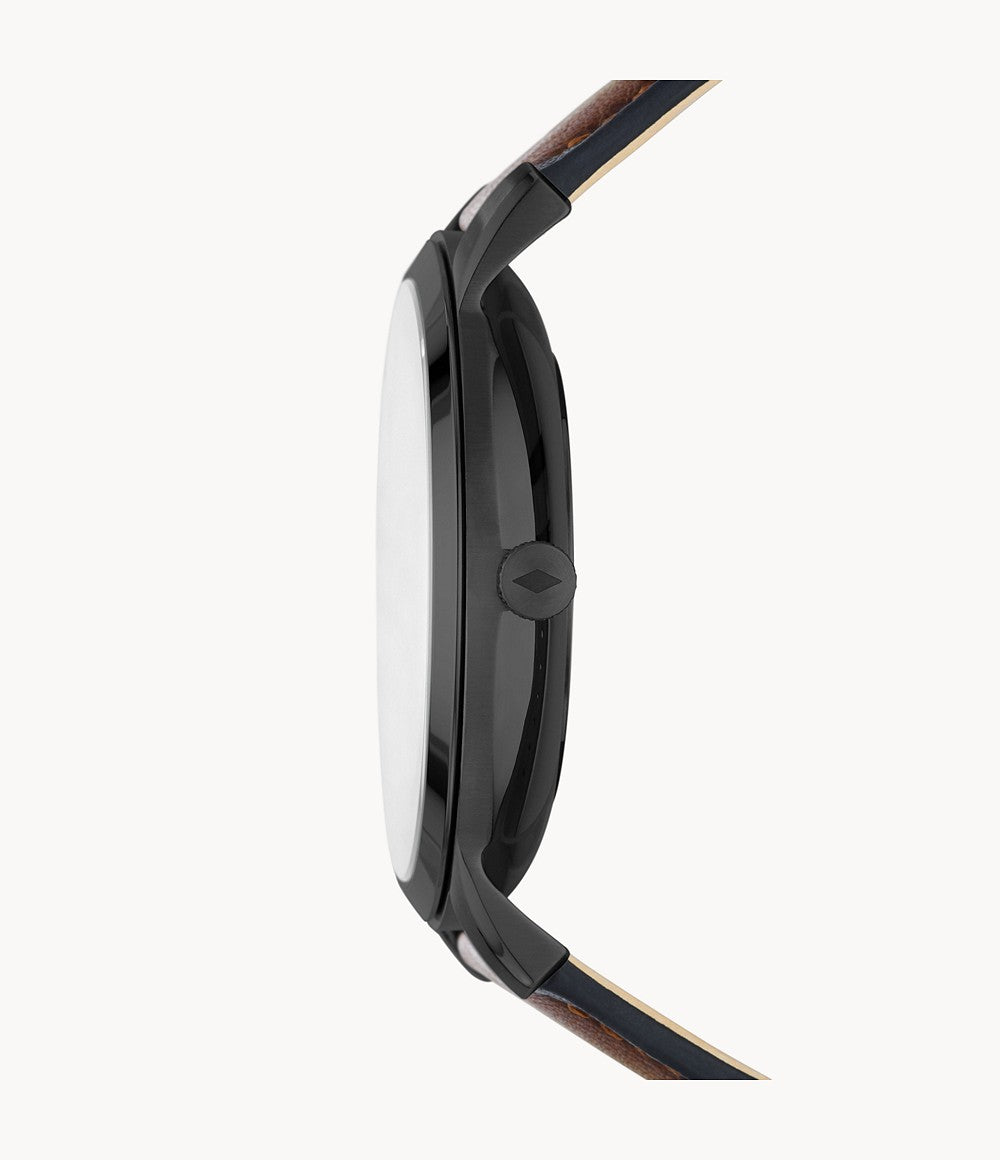 Fossil The Minimalist Two-Hand Black Leather Watch