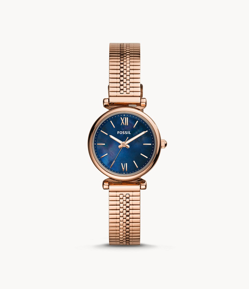 Fossil Carlie Mini Blue Mother Of Pearl Dial Ladies Watch