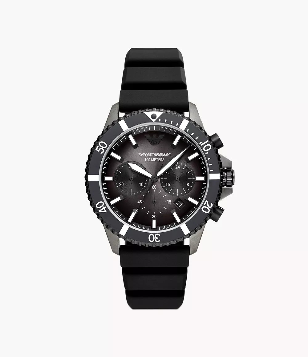 Emporio Armani Men's Chronograph Black Silicone Watch