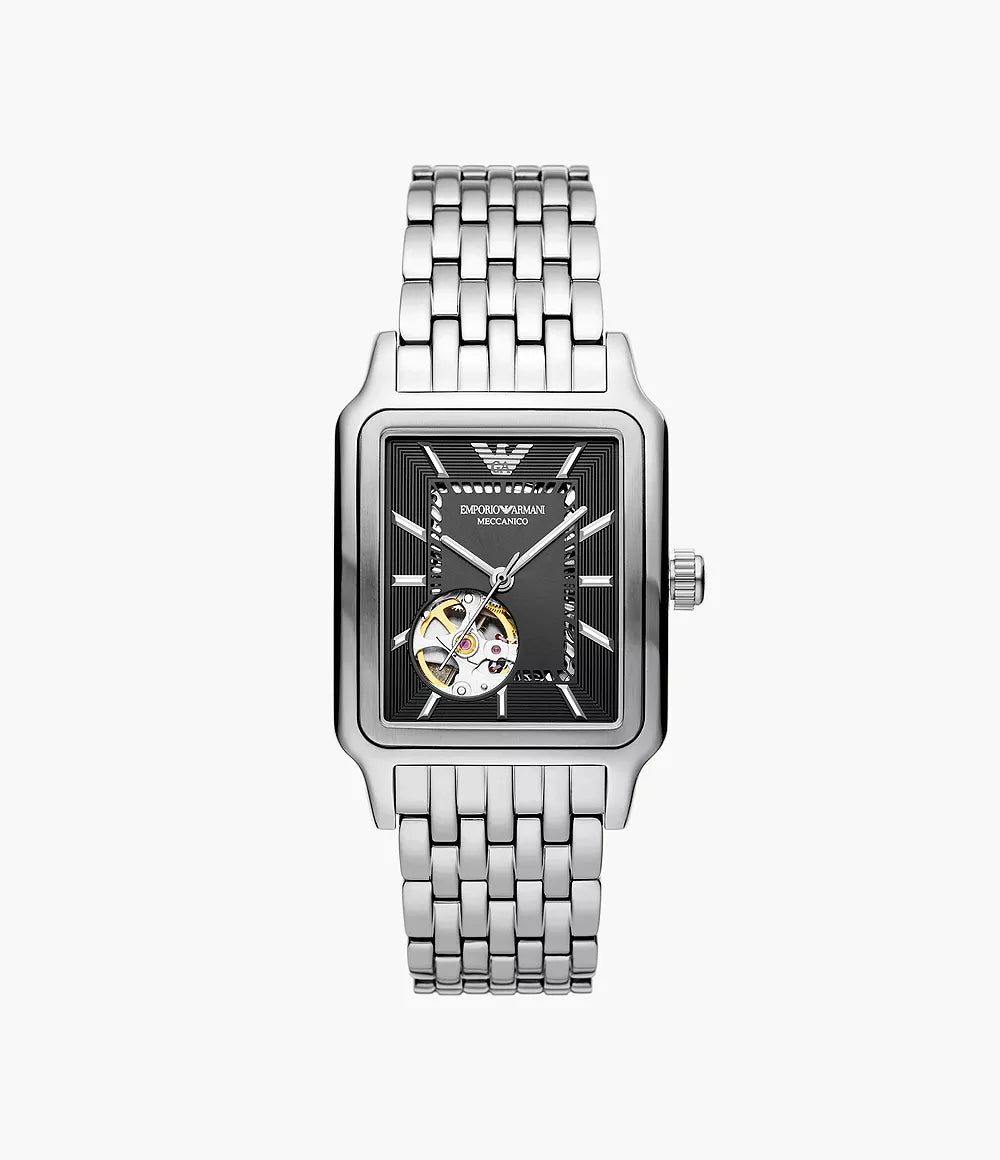 Emporio Armani Meccanico Automatic Stainless Steel Black Dial Watch